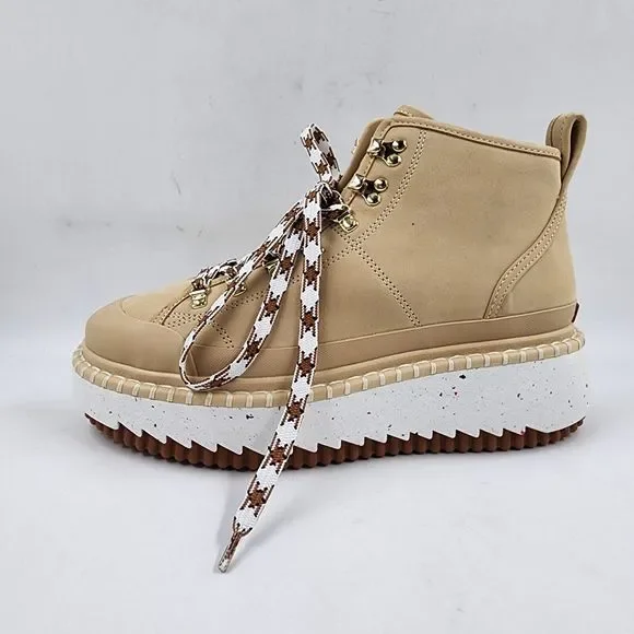 Chloé Lilli Ankle Booties Women's 7 Hot Sand Lace Up D-ring Hardware At Laces - Picture 4 of 15